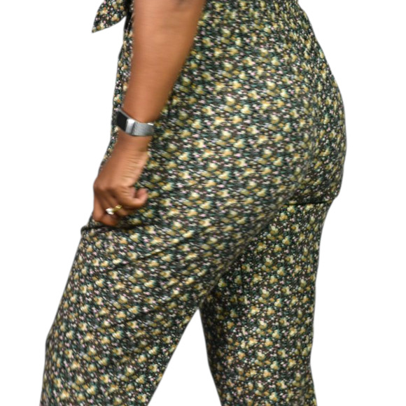 Floral Jumpsuit Vintage Black Ditsy Micro Print Calico 90s Rayon Small Petite - Picture 14 of 15